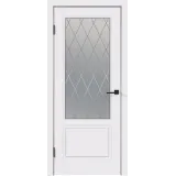Дверное полотно Эмаль SCANDI 2V 600х2000 цвет Белый стекло РОМБ Мателюкс Левое VD1000265