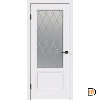 Дверное полотно Эмаль SCANDI 2V 700х2000 цвет Белый стекло РОМБ Мателюкс Левое VD1000266