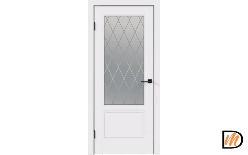 Дверное полотно Эмаль SCANDI 2V 800х2000 цвет Белый стекло РОМБ Мателюкс Левое VD1000267