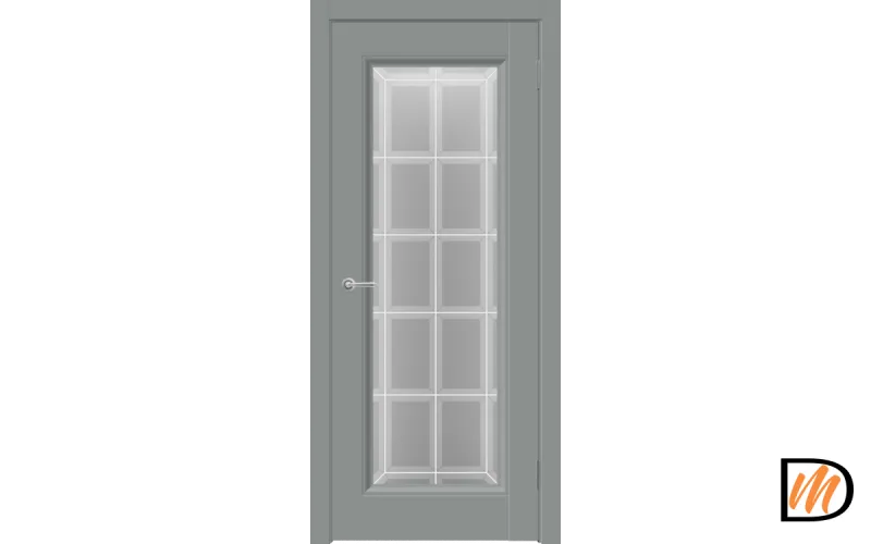 Дверное полотно EMALUX ALTO 9 со стеклом 600х2000 цвет Серый Агат стекло каленое Английская Решетка Левое/Правое VD1291193