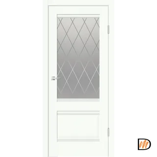 Дверное полотно EMALUX ALTO 2V 800х2000 цвет Белый Опал стекло РОМБ светлый Левое/Правое VD1291427