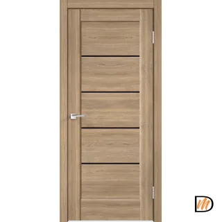 Дверное полотно Экошпон PREMIER 1 900х2000 цвет Дуб Европейский стекло Лакобель черное Левое/Правое VD800178