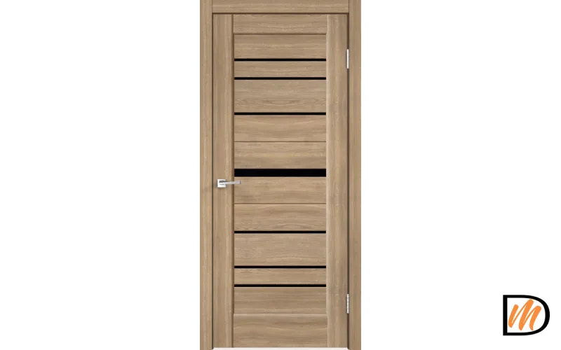 Дверное полотно Экошпон PREMIER 20 600х2000 цвет Дуб Европейский стекло Лакобель черное Левое/Правое VD804514