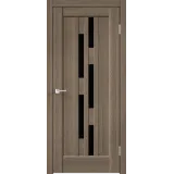 Дверное полотно Экошпон PREMIER 8 900х2000 цвет Ильм Европейский стекло Лакобель черное Левое/Правое VD804692