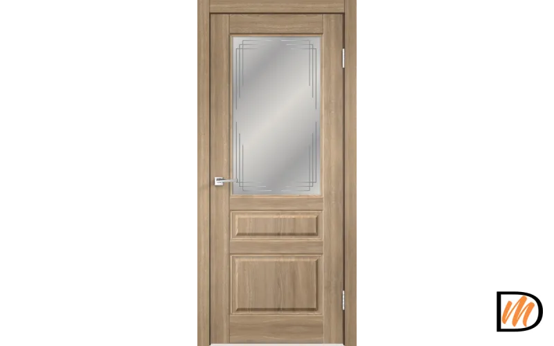 Дверное полотно Экошпон VILLA 3V 800х2000 цвет Дуб Европейский стекло Грани Мателюкс Левое/Правое VD810392