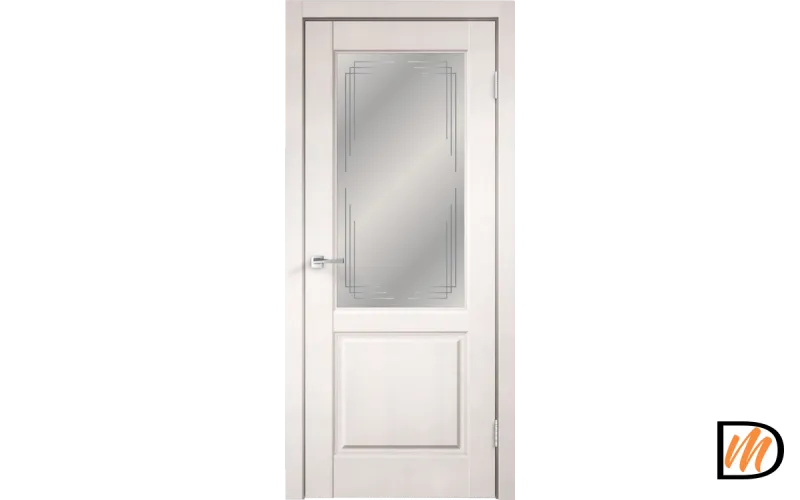 Дверное полотно Экошпон VILLA 2V 800х2000 цвет Белый Эмалит стекло Грани Мателюкс Левое/Правое VD810488