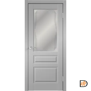 Дверное полотно Экошпон VILLA 3V 600х2000 цвет Серый Эмалит стекло Грани Мателюкс Левое/Правое VD810552