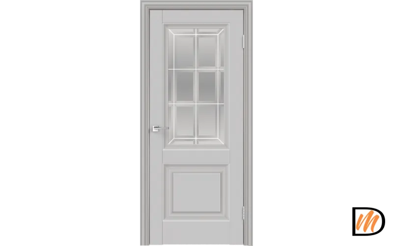 Дверное полотно Экошпон ALTO 8 800х2000 цвет Серый Эмалит стекло Английская Решетка Левое/Правое VD810695