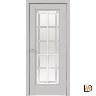 Дверное полотно Экошпон ALTO 9 со стеклом 800х2000 цвет Серый Эмалит стекло каленое Английская Решетка Левое/Правое VD810742