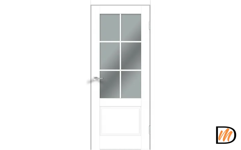 Дверное полотно Экошпон ALTO 12 2V 900х2000 цвет Белый Эмалит стекло Мателюкс Левое/Правое VD811152