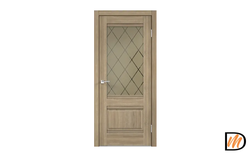 Дверное полотно Экошпон ALTO 2V 800х2000 цвет Дуб Европейский стекло РОМБ бронза Левое/Правое VD814058