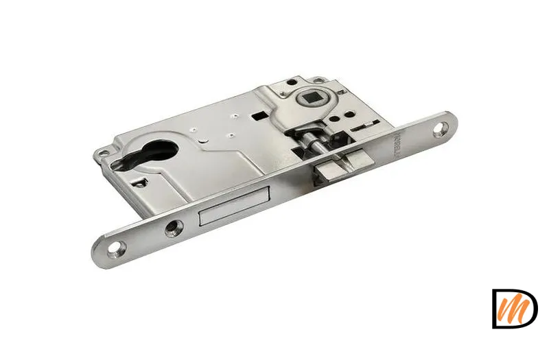 Замок с ригелем под ключевой цилиндр L1885 никель матовый  MSK-9011251