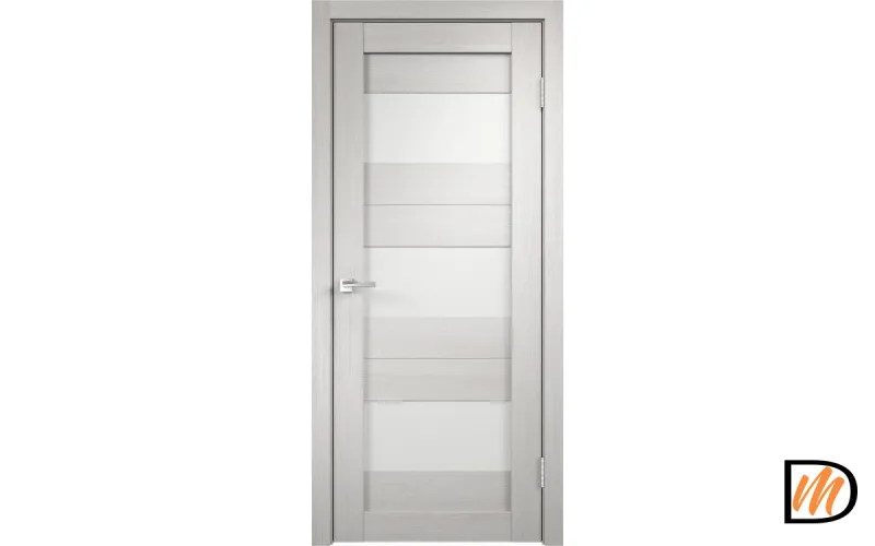 Дверное полотно Экошпон DUPLEX 5 600х2000 цвет Дуб белый стекло Лакобель белое Левое/Правое VD011204