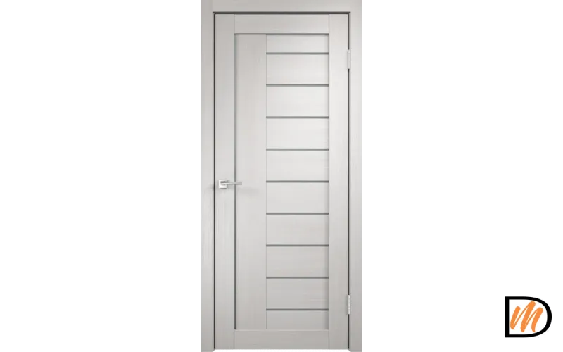 Дверное полотно Экошпон LINEA 3 800х2000 цвет Дуб белый стекло Лакобель белое Левое/Правое VD012876