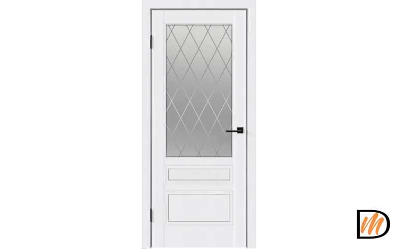 Дверное полотно Эмаль SCANDI 3V 700х2000 цвет Белый стекло РОМБ Мателюкс Левое VD1000274
