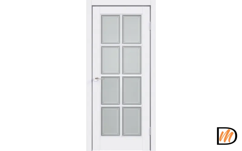 Дверное полотно Эмаль SCANDI 4V 600х2000 цвет Белый стекло Мателюкс, Английская решетка Левое VD1002251