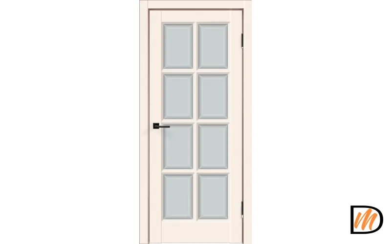 Дверное полотно Эмаль SCANDI 4V 700х2000 цвет Слоновая кость стекло Мателюкс, Английская решетка Левое VD1002284