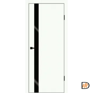Дверное полотно EMALUX Galant Z1 600х2000 цвет Белый Опал стекло Лакобель черное Левое/Правое VD1300980