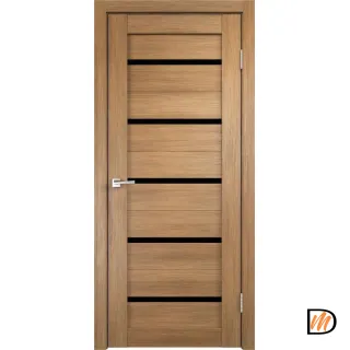 Дверное полотно Экошпон DUPLEX 600х2000 цвет Дуб золотой (арт. 14012) стекло Лакобель черное Левое/Правое VD161552