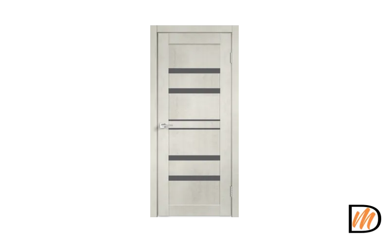 Дверное полотно Экошпон LINEA 6 800х2000 цвет Муар снежный стекло Мателюкс Графит Левое/Правое VD162489