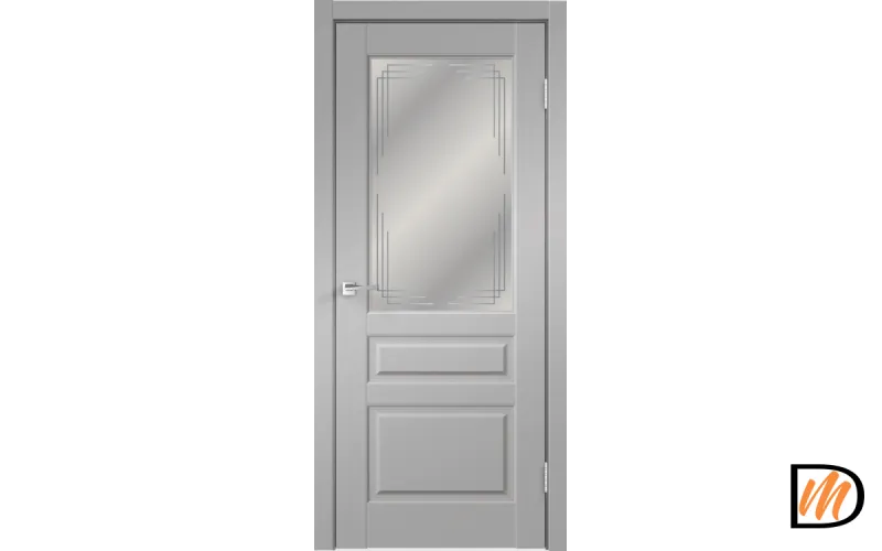 Дверное полотно Экошпон VILLA 3V 800х2000 цвет Серый Эмалит стекло Грани Мателюкс Левое/Правое VD810555