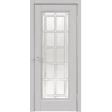 Дверное полотно Экошпон ALTO 9 со стеклом 600х2000 цвет Серый Эмалит стекло каленое Английская Решетка Левое/Правое VD810740