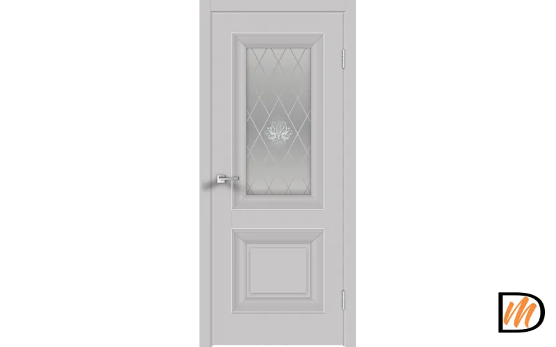 Дверное полотно Экошпон ALTO 7 600х2000 цвет Серый Эмалит стекло КРИСТАЛЛ серебро Левое/Правое VD812519