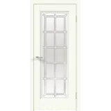 Дверное полотно Экошпон ALTO 9 со стеклом 900х2000 цвет Молочный Эмалит стекло каленое Английская Решетка Левое/Правое VD812620