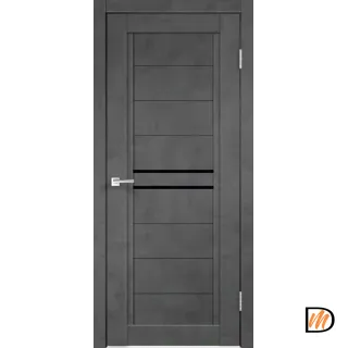 Дверное полотно Экошпон NEXT 2 600х2000 цвет Муар темно-серый стекло Лакобель черное Левое/Правое VD820026