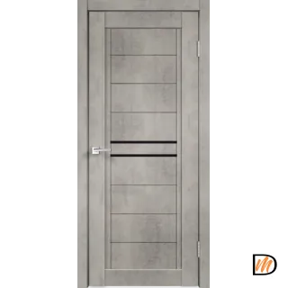 Дверное полотно Экошпон NEXT 2 600х2000 цвет Муар светло-серый стекло Лакобель черное Левое/Правое VD820027