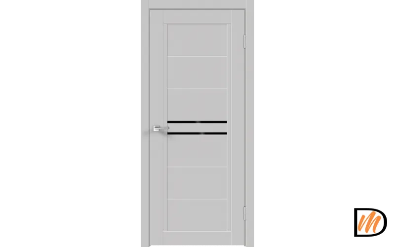 Дверное полотно Экошпон NEXT 2 600х2000 цвет Серый Эмалит стекло Лакобель черное Левое/Правое VD820373