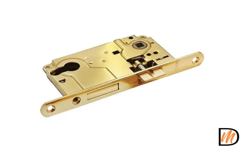 Замок с ригелем под ключевой цилиндр L1885 золото  MSK-9011250