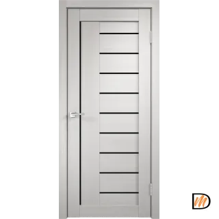 Дверное полотно Экошпон LINEA 3 800х2000 цвет Дуб белый стекло Лакобель черное Левое/Правое VD012161