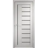 Дверное полотно Экошпон LINEA 3 900х2000 цвет Дуб белый стекло Лакобель черное Левое/Правое VD012162