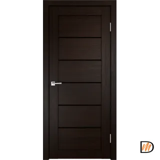 Дверное полотно Экошпон LINEA 1 900х2000 цвет Венге стекло Лакобель черное Левое/Правое VD012964