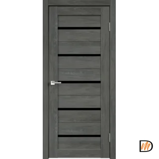 Дверное полотно Экошпон DUPLEX 800х2000 цвет Дуб шале графит стекло Лакобель черное Левое/Правое VD015007