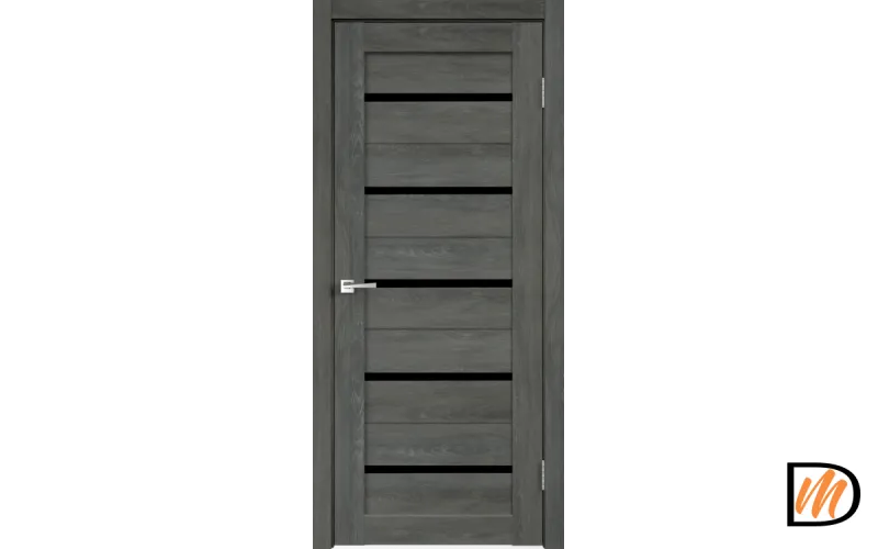 Дверное полотно Экошпон DUPLEX 800х2000 цвет Дуб шале графит стекло Лакобель черное Левое/Правое VD015007