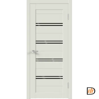 Дверное полотно Экошпон XLINE 4 800х2000 цвет Светло-серый Эмалит стекло Лакобель черное Левое/Правое VD017502