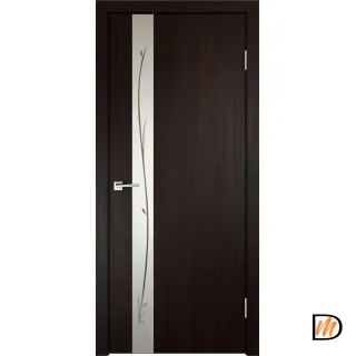 Дверное полотно Экошпон SMART Z1 800х2000 цвет Венге зеркало Веточки Левое/Правое VD021254