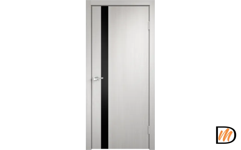 Дверное полотно Экошпон SMART Z1 600х2000 цвет Дуб белый стекло Лакобель черное Левое/Правое VD021392