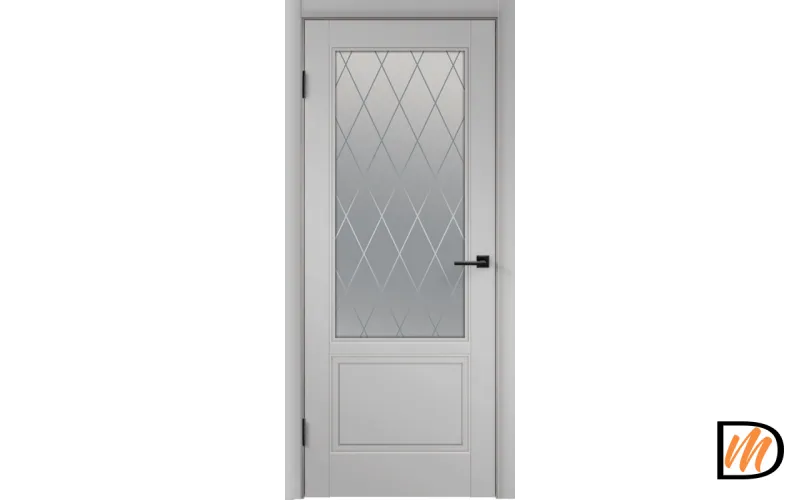 Дверное полотно Эмаль SCANDI 2V 700х2000 цвет Светло-серый стекло РОМБ Мателюкс Левое VD1000270