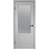 Дверное полотно Эмаль SCANDI 2V 800х2000 цвет Светло-серый стекло РОМБ Мателюкс Левое VD1000271
