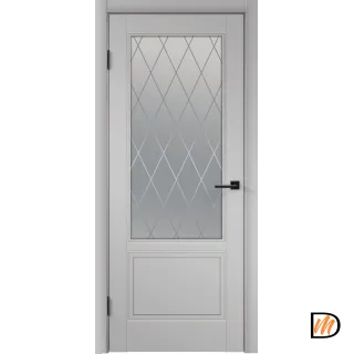 Дверное полотно Эмаль SCANDI 2V 800х2000 цвет Светло-серый стекло РОМБ Мателюкс Левое VD1000271
