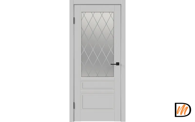 Дверное полотно Эмаль SCANDI 3V 600х2000 цвет Светло-серый стекло РОМБ Мателюкс Левое VD1000277