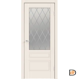Дверное полотно Эмаль SCANDI 3V 700х2000 цвет Слоновая кость стекло РОМБ Мателюкс Левое/Правое VD1000344