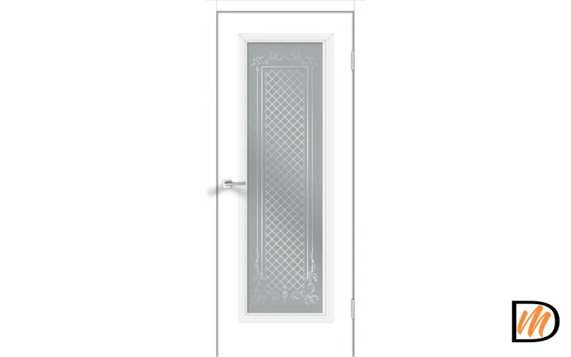 Дверное полотно Эмаль LEDO 1 4V 800х2000 цвет Белый стекло каленое Мателюкс Престиж Левое/Правое VD1190063