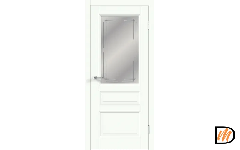 Дверное полотно EMALUX VILLA 3V 800х2000 цвет Белый Опал стекло Грани Мателюкс Левое/Правое VD1291392