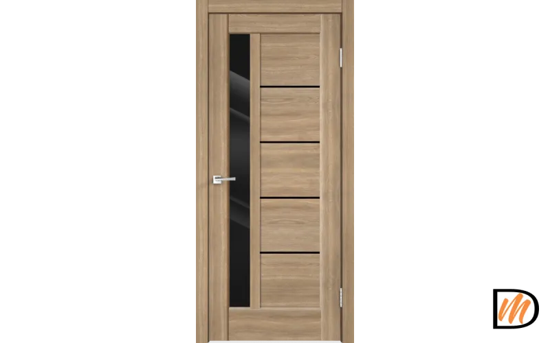 Дверное полотно Экошпон PREMIER 3 600х2000 цвет Дуб Европейский стекло Лакобель черное Левое/Правое VD800157