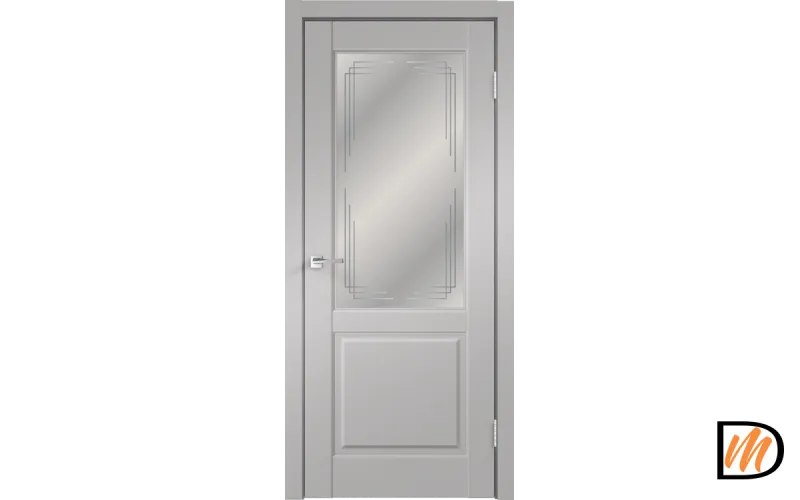 Дверное полотно Экошпон VILLA 2V 800х2000 цвет Серый Эмалит стекло Грани Мателюкс Графит Левое/Правое VD810496