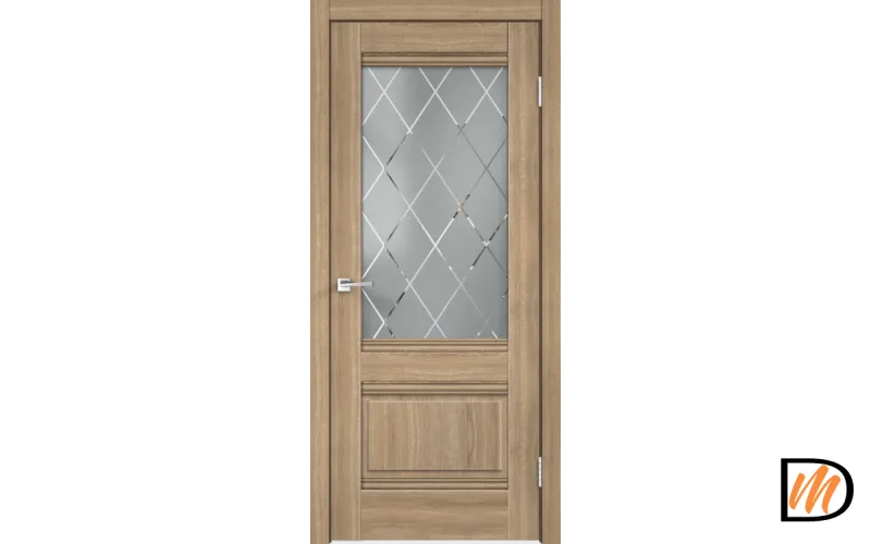 Дверное полотно Экошпон ALTO 2V 700х2000 цвет Дуб Европейский стекло РОМБ светлый Левое/Правое VD810703